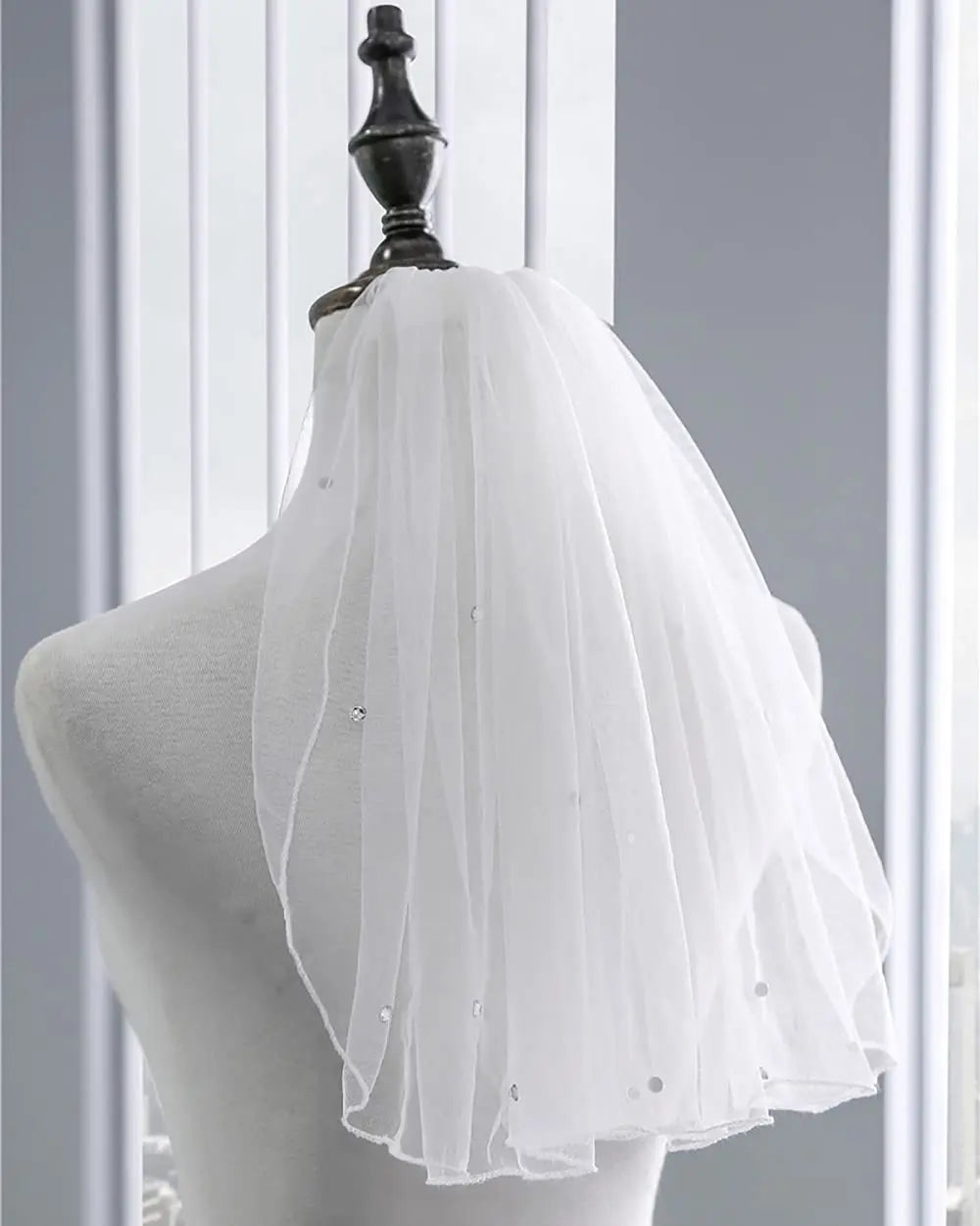 voile mariée transparent classique ivoire élégant griffe picots cheveux femme