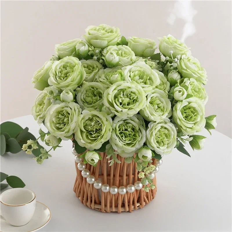 bouquet fleurs artificielles pivoines soie moderne élégant intérieur mariage anniversaire baby shower decoration chambre