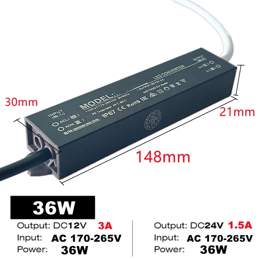 driver led étanche gris métallisé alimentation secteur 12v 24v éclairage extérieur