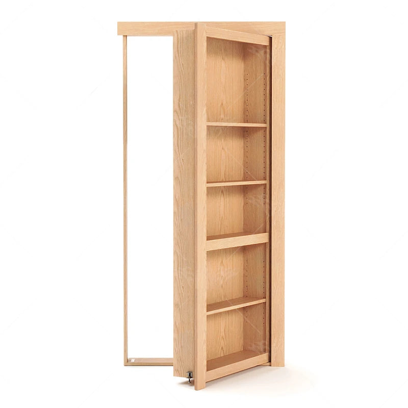 porte coulissante bois naturel clair étagère moderne minimaliste rangement discret intérieur fixations poignée