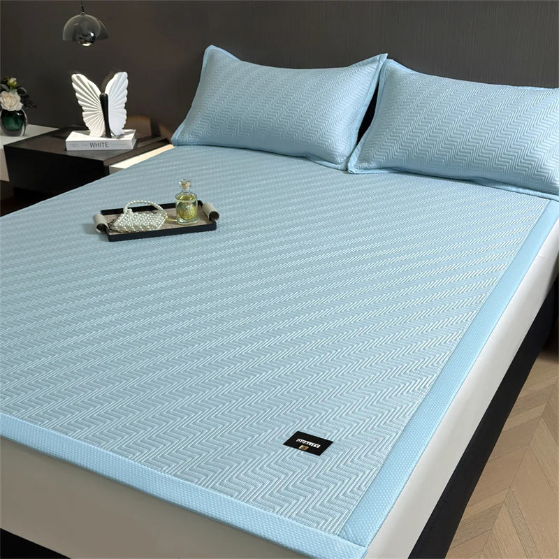 matelas rafraîchissant bleu rayures diagonales tissu pe anti bactéries air perméable lit simple double