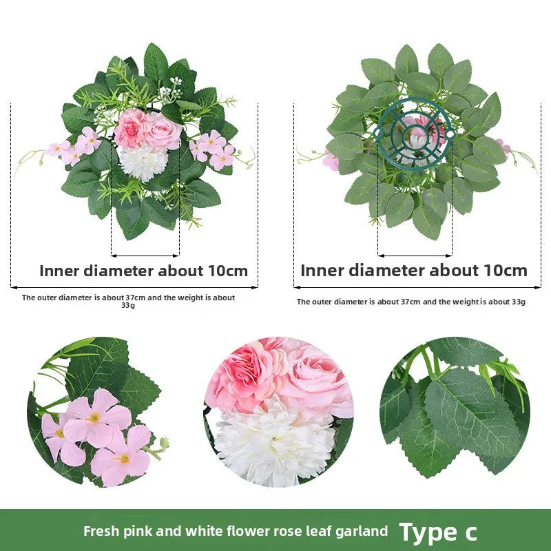 guirlandes florales artificielles couronne mariage décoration intérieure roses chrysanthèmes verte rouge