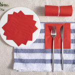 serviettes papier orange rouge bleu clair moderne 100 pièces assiettes fourchettes couteaux gobelets plastique