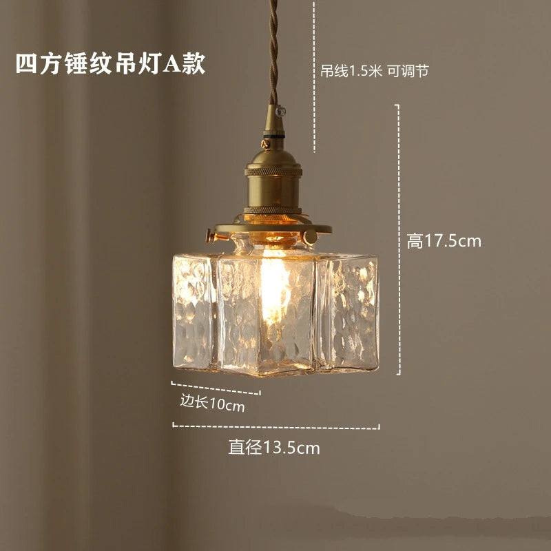 lampe suspendue vintage industrielle verre gravé transparent doré chambre étude