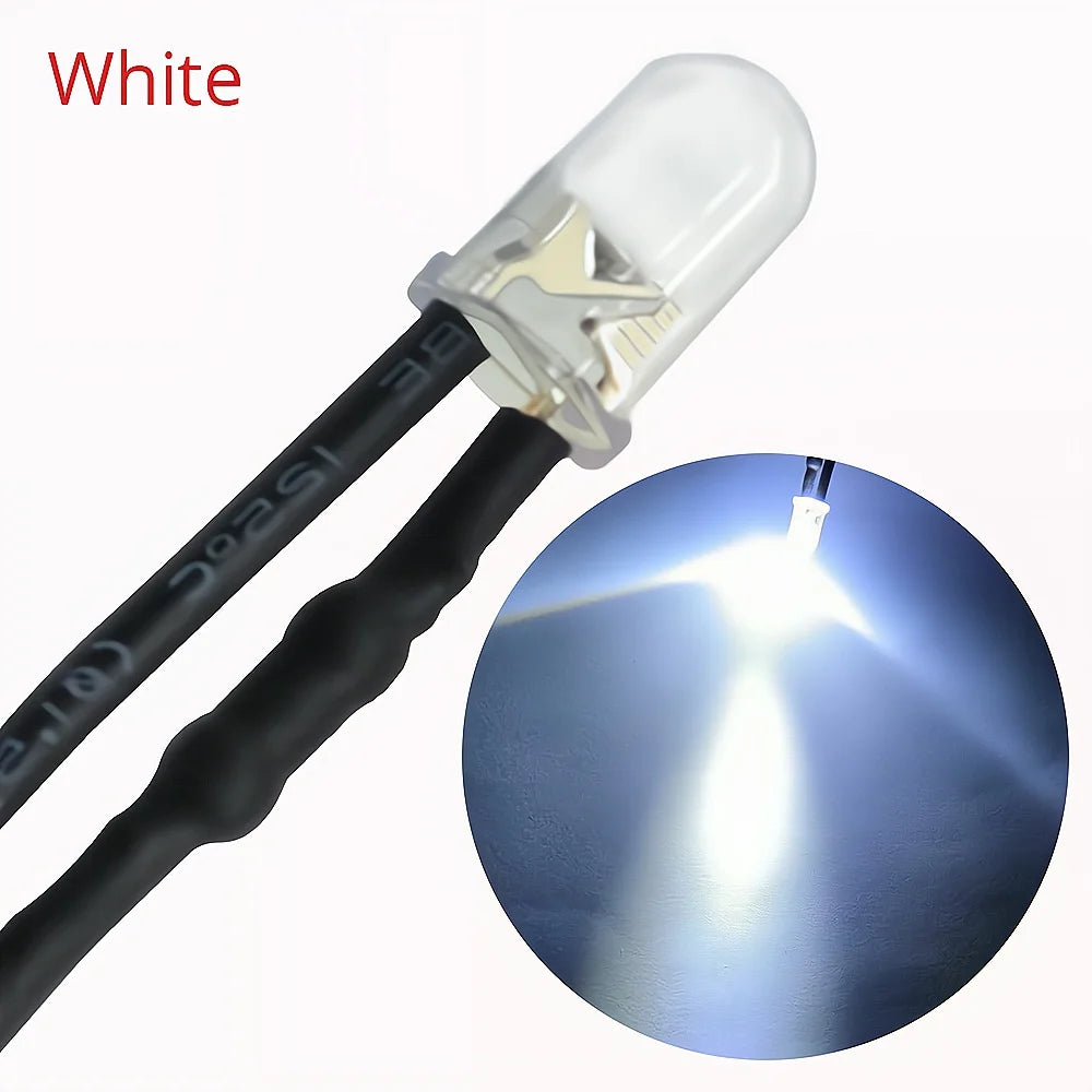 diode led ronde mm câble noir 12v bricolage décoration lumière transparente