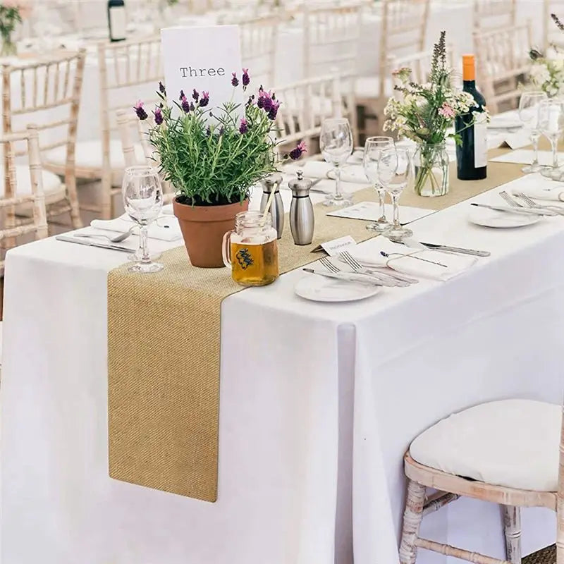 chemin table burlap jute rustique 10m 30cm decoration noel table voile naturelle
