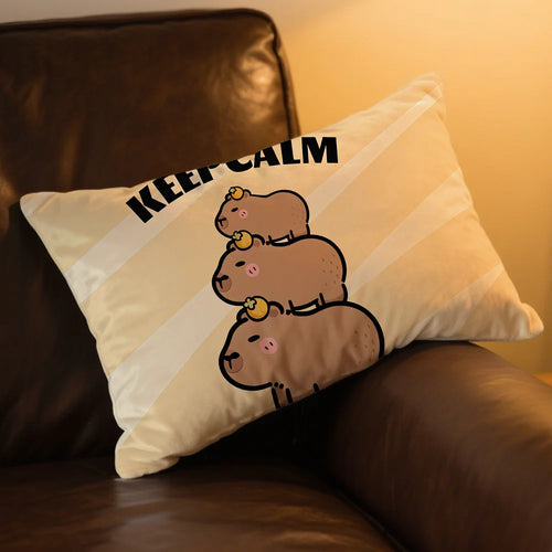 taie d'oreiller imprimée souris mignonnes polyester cartoon beige marron fixations coussin chambre décoration double