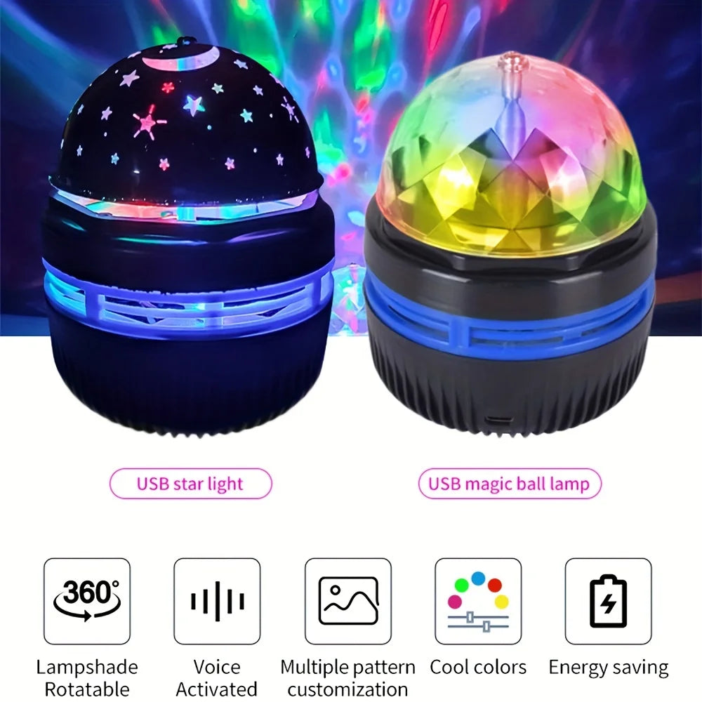veilleuses led rotatives étoiles disco moderne festives lumière noire usb chambre