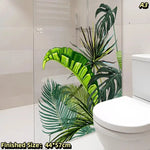sticker mural fleurs feuilles adhésif salle bain décoration intime rouge vert bleu blanc artiste