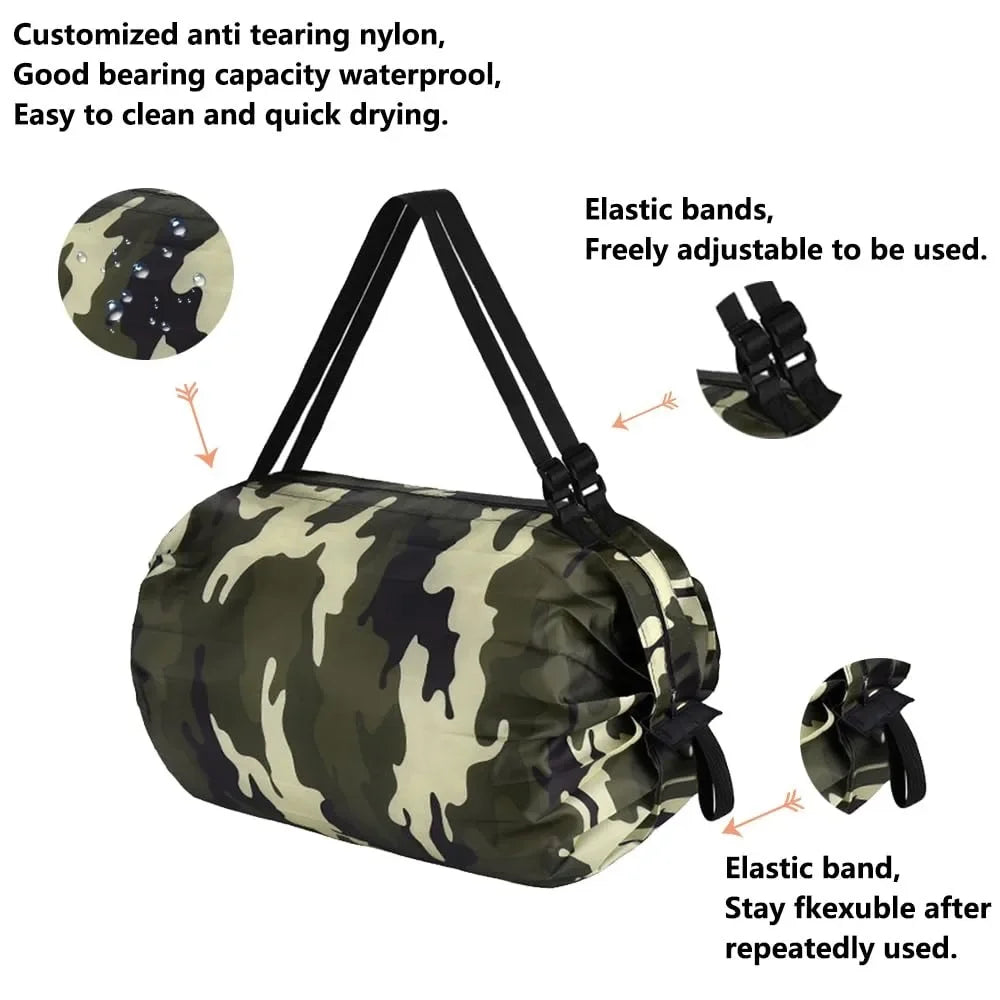 sac sport pliable noir bleu marine camouflage rayures horizontales élastiques poignées détachables modulaire durable
