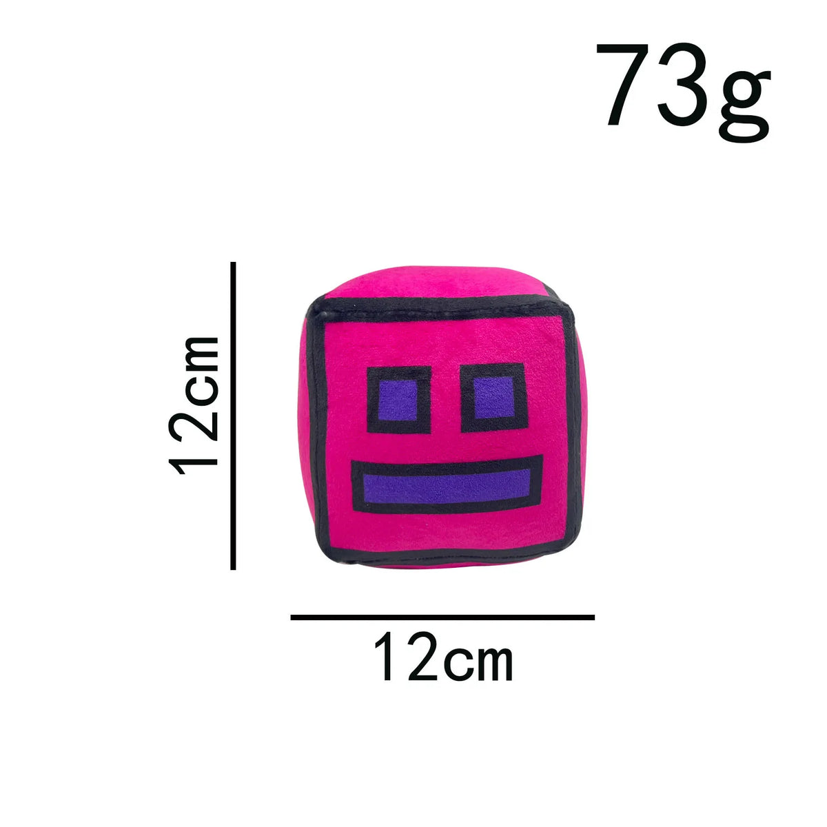 peluche cube dessin animé visage sourire couleur rouge jaune vert rose bleu noir