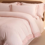 ensemble literie flanelle beige motif brodé simple housses couette taies d'oreiller drap plat classique
