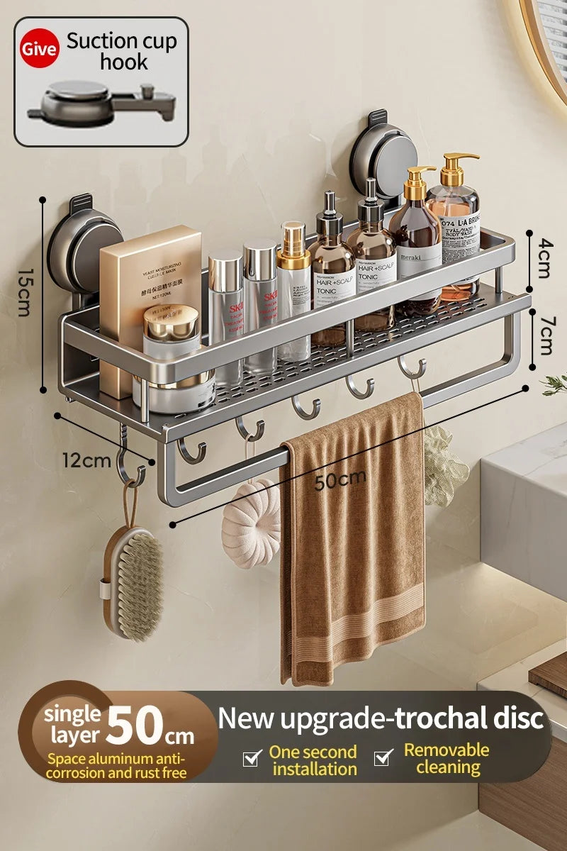 étagère salle bain moderne gris perforée adhésive aluminium crochets fixationsINCT: titre été ajusté respecter