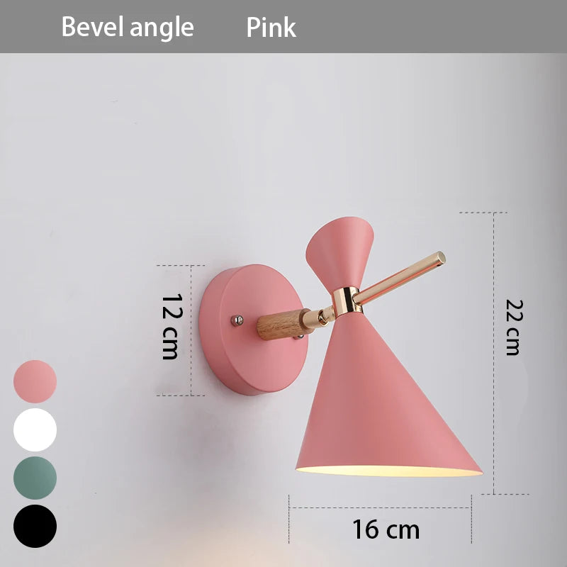 lampe murale moderne conique vis fixation noir blanc rose bleu marine jaune gris minimaliste