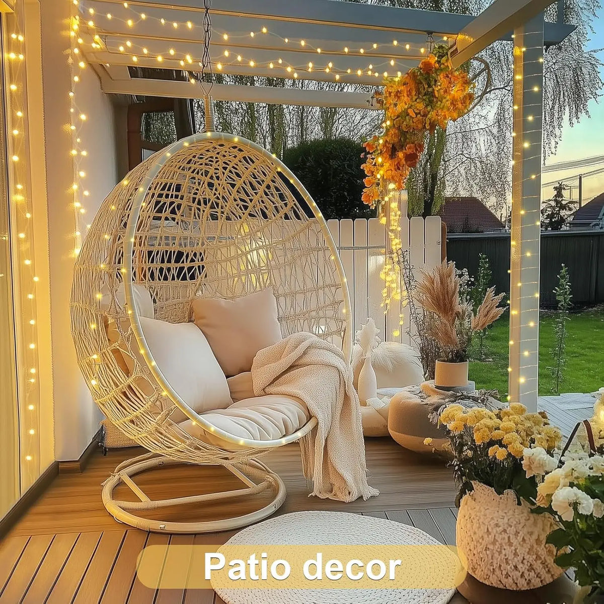 guirlande lumineuse led solaire 400 points blanc doré moderne 300cm jardin festive