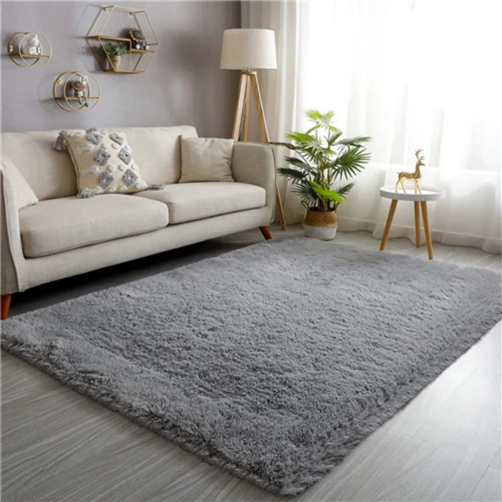 tapis salon peluche violet doux confortable moderne intérieur chambre canapé décor maison anti dérapant