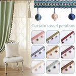 rideau pompons bleu marine rouge bordeaux dentelle polyester coton élastique classique decoration maison franges