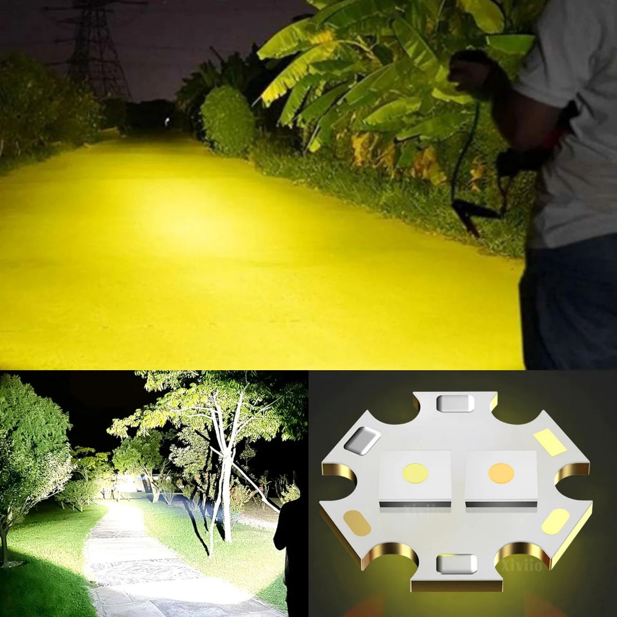 lampe frontale led rechargeable bandeau élastique jaune noir mode haut moyen bas