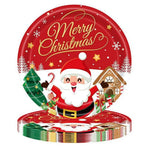 vaisselle noël 24 pièces assiettes fourchettes couteaux serviettes père noël motifs traditionnels rouge blanc