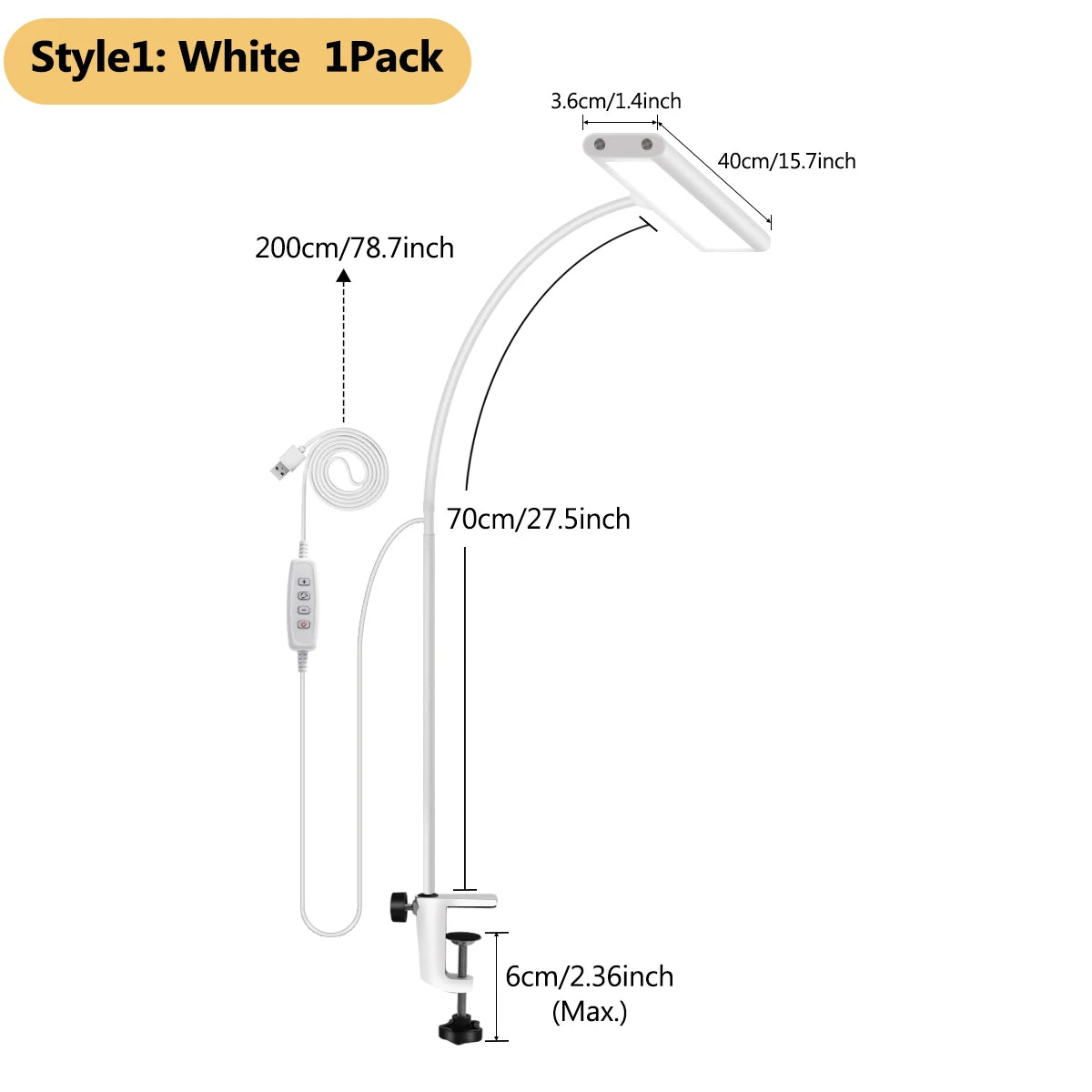 lampe led flexible réglable noir blanc moderne minimaliste interrupteur bouton poussoir
