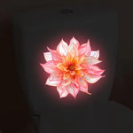 stickers decoratifs toilette fleurs lotus dahlias papillons velo moderne lumineux adhesifs rose bleu blanc