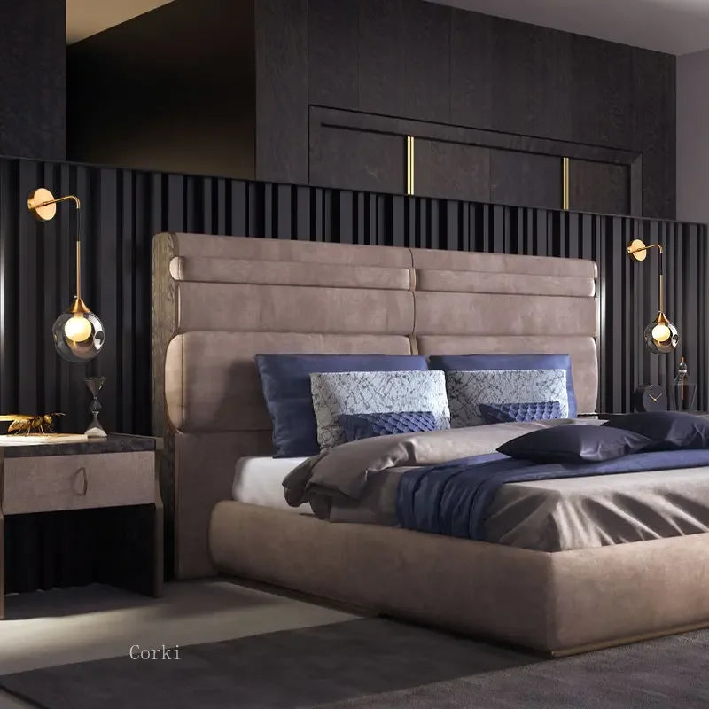 lampe murale or moderne transparente sphérique câble noir led chambre salon