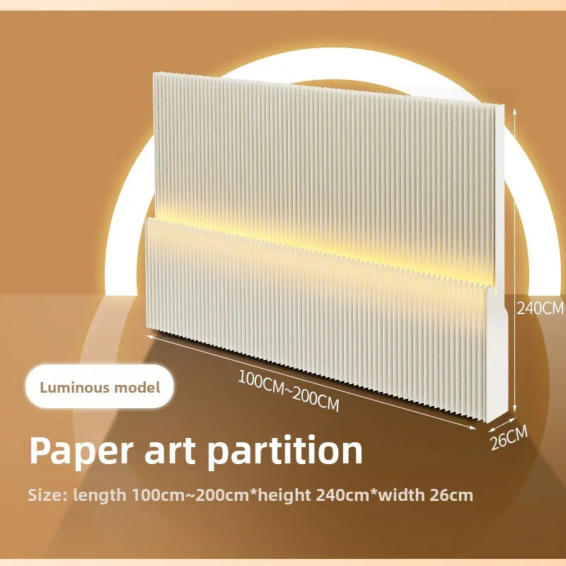 paravent papier blanc rayures verticales mobile pliable décoration intérieure moderne cloison d'intimité