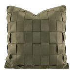 housse coussin vert olive motif géométrique contemporain polyester respectueux environnement coussin