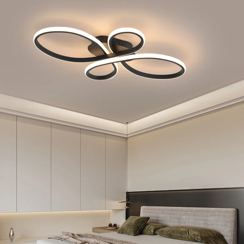 plafonnier led moderne blanc noir circulaire contemporain télécommande suspension intérieure decoration