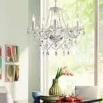 chandelier classique élégant argenté transparent chaîne 48cm diamètre 150cm longueur ampoules led