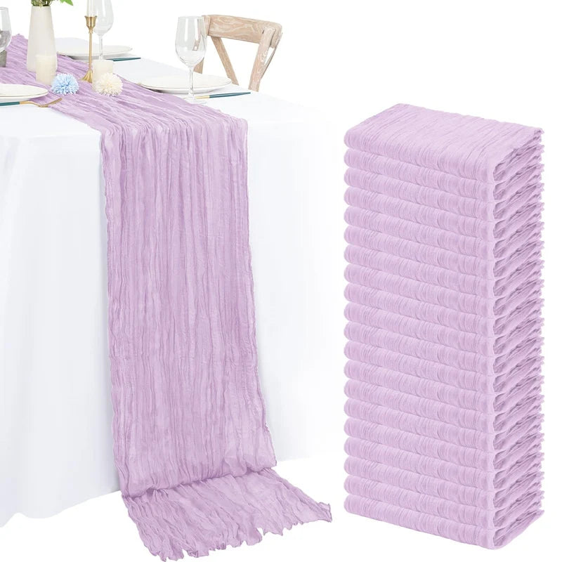 nappes longues décoratives plissées couleurs lilas rose beige semi transparentes romantique table runners