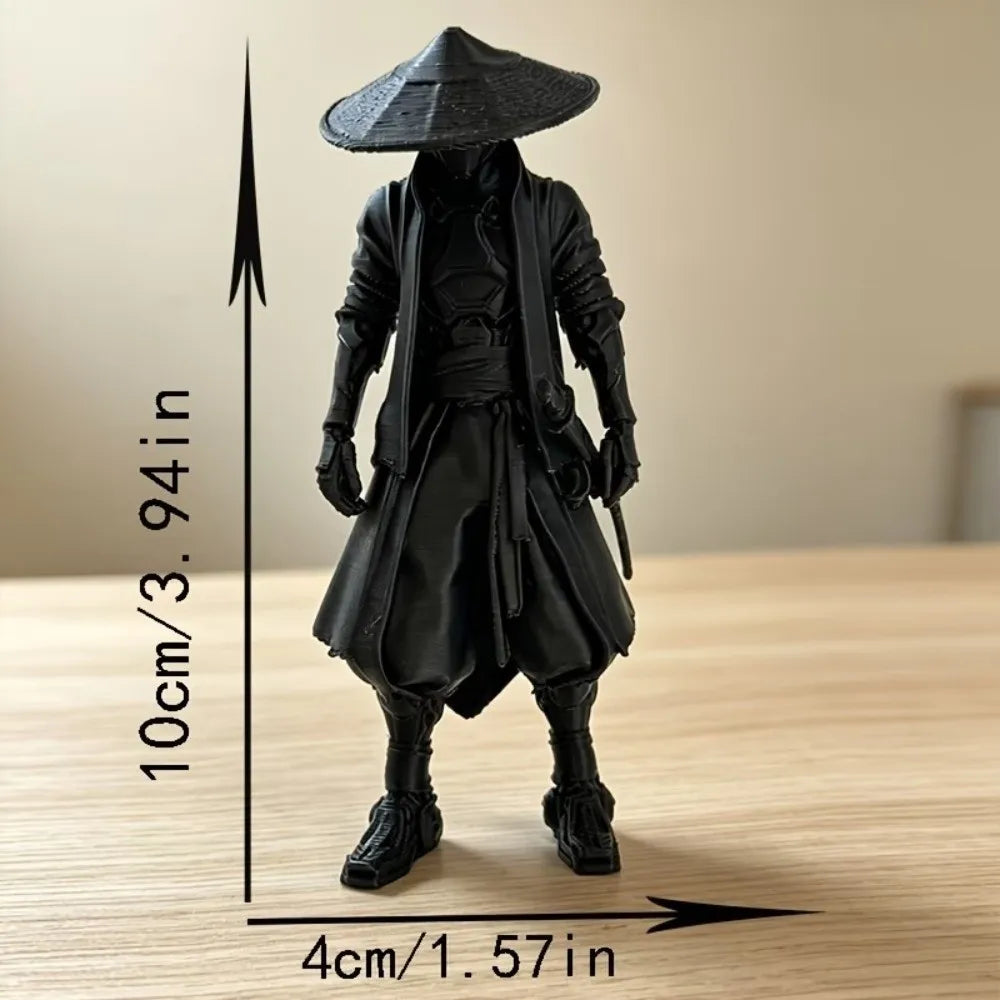 statue ninja noire texturée traditionnelle japonaise katana décoration intérieure erotique samuraï guerrier