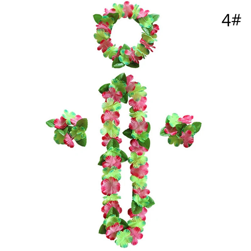 bracelets fleurs artificielles tropicales multicolor adhésifs extérieures décoration maison fêtes hawaii plage