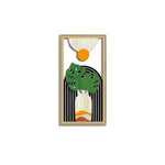 tableaux abstraits modernes bois noir blanc vert feuilles demi lunes dorées minimaliste
