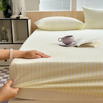 housse lit rayures blanches bleues coton élastique moderne adultes chambre literie blanc bleuclair