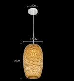 lampe suspendue moderne rustique tissage bambou naturel beige pince lampe