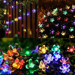 guirlande lumineuse solaire 12m 200leds violet multicolore fleurs moderneextérieur fêtes mariage