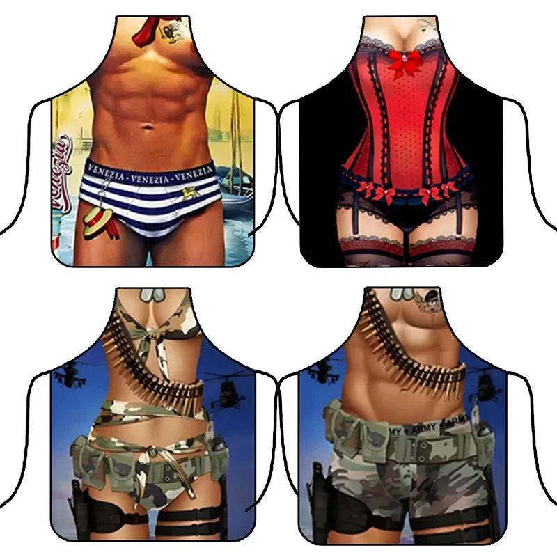 tablier moderne illustratif personne lingerie camouflage crânes papillons rouge noir blanc bleu