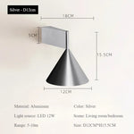 applique murale moderne aluminium argent noir conique lisse éclairage quotidien 3000K LED fixée mur