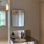 miroir argenté moderne rectangulaire bordure métallique fixation murale chambre salon