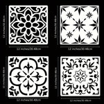 pochoirs carreaux décoratifs noir blanc floral géométrique opaques adhésifs 12 pouces mandala réutilisables mur