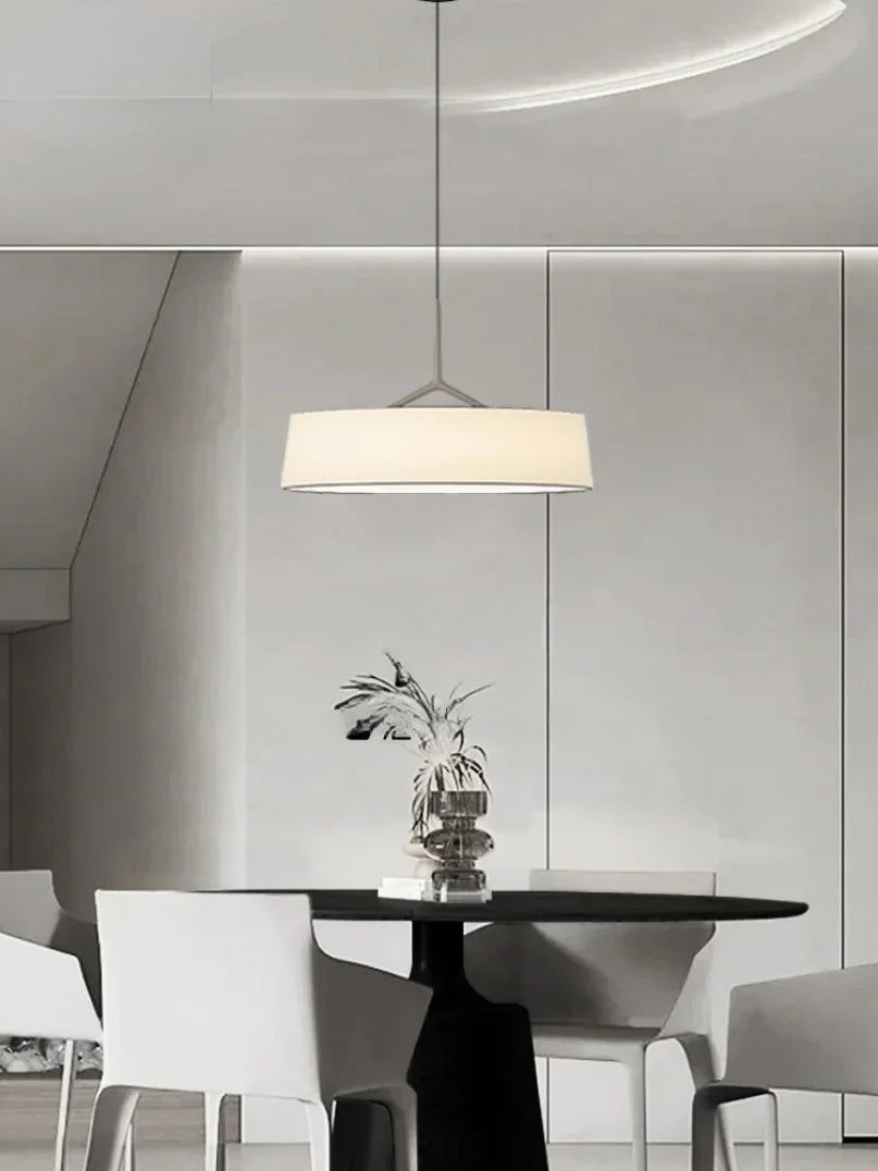 suspension lumineuse moderne minimaliste abat jour blanc structure marron texturé métal 90 260V