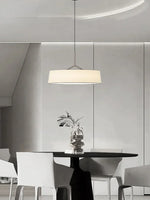 suspension lumineuse moderne minimaliste abat jour blanc structure marron texturé métal 90 260V