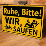 panneau decoratif metal humour alu jaune noir argent texture brossée fixation trous 15x20cm 20x30cm