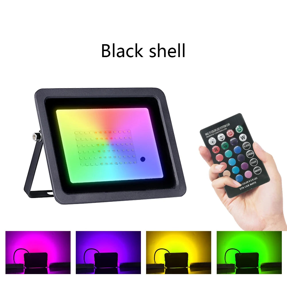projecteur led rgb noir blanc moderne ip68 waterproof télécommande mise valeur