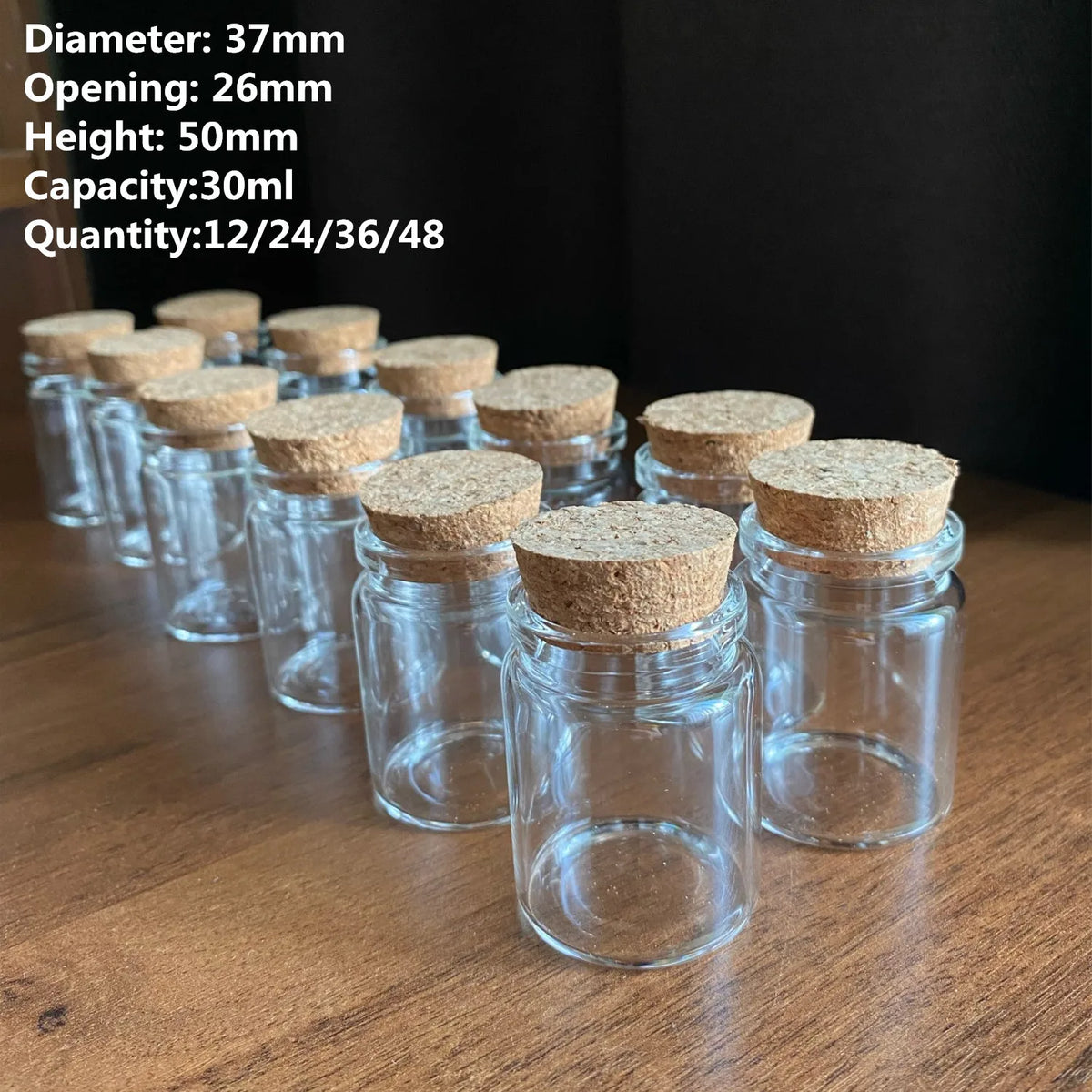 bouteilles verre liège transparentes minimaliste amour 30ml ensemble deco 12 24 36 48 pièces