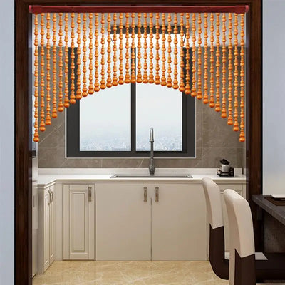Rideau de perles de bois orange 50 pièces décoration bohème pour porte