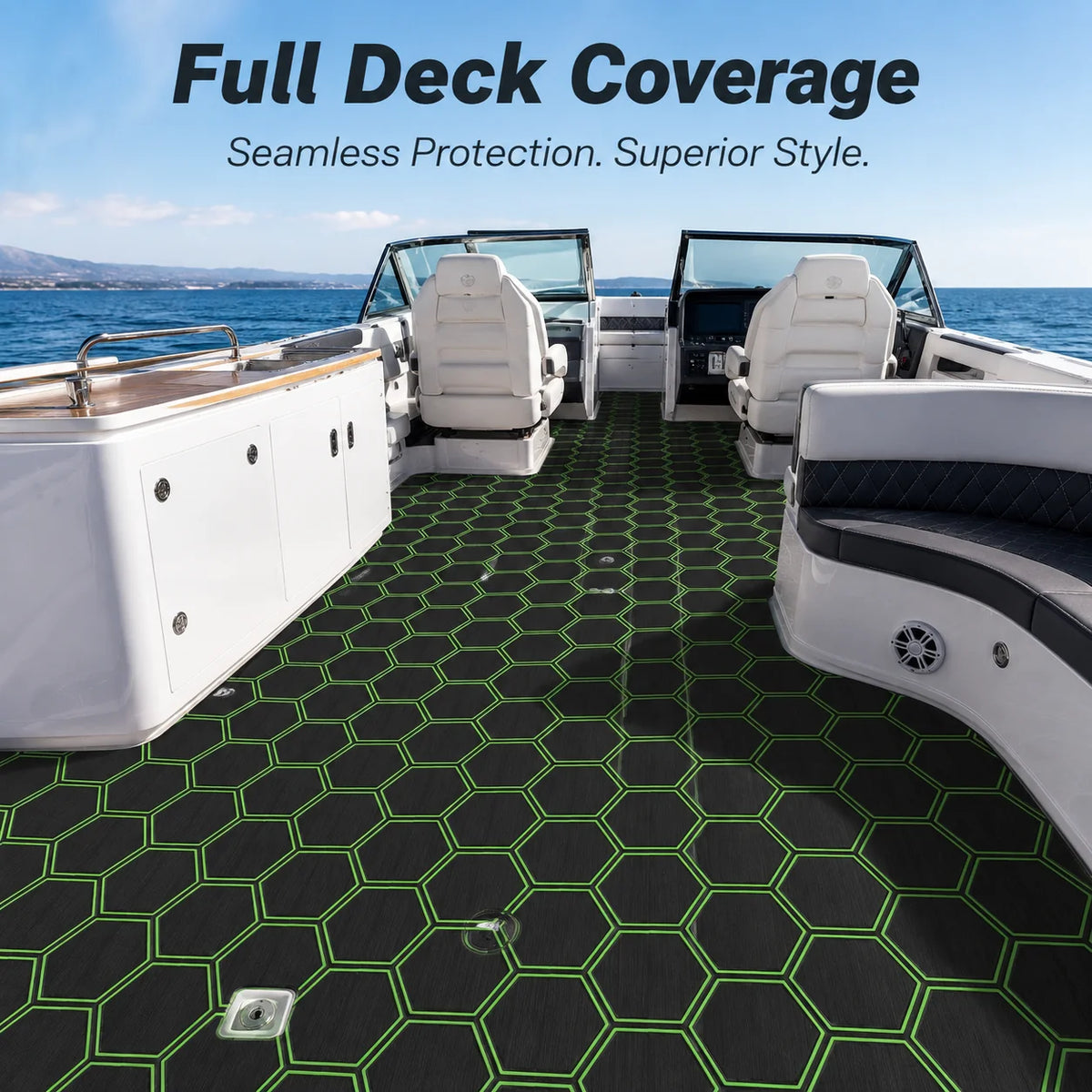 tapis sol mousse eva hexagon noir vert moderne antidérapant adhésif camping surf