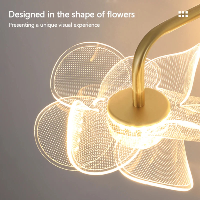 lampe murale moderne or blanc translucide forme fleur éclairage cuisine salle manger