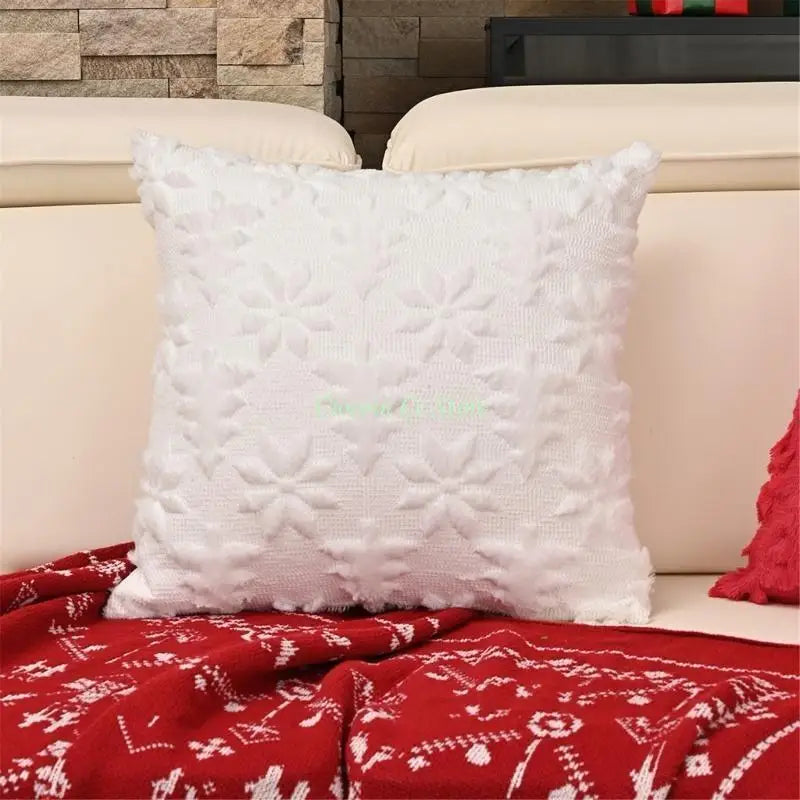 coussin carré blanc motif géométrique moderne décoration salon contemporain fixations invisibles